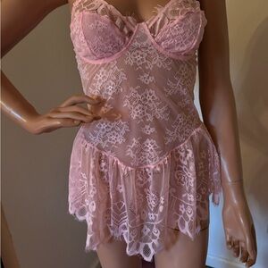 All pink see they lace nightie. Sz L nwot. Pretty, feminine & seductive.